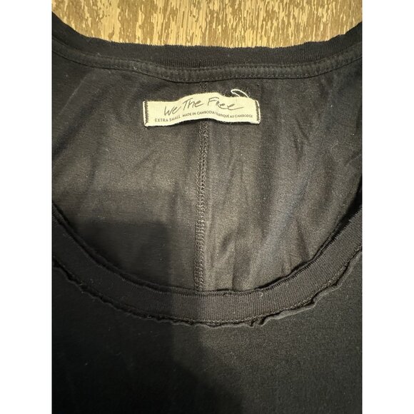 We The Free People XS Black Round Hem Flutter Sleeve Scoop Round Hem T-Shirt - Picture 5 of 9